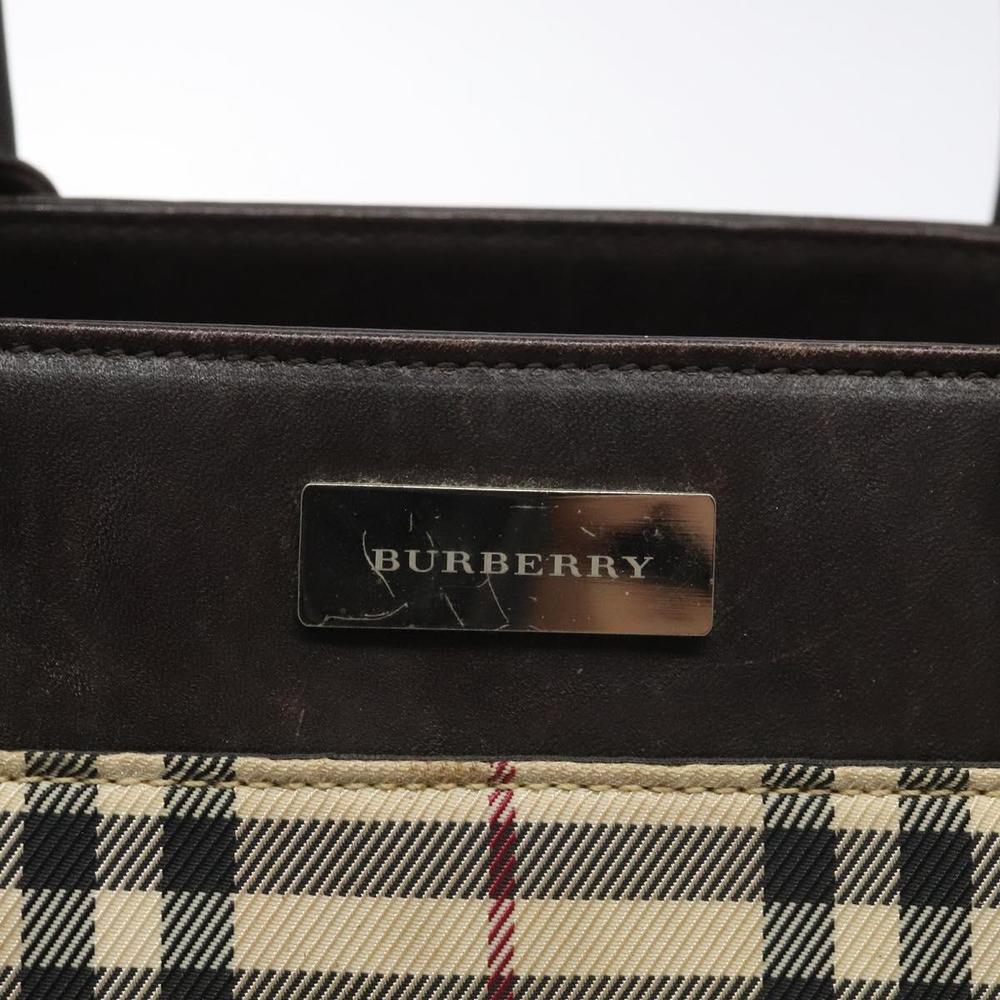 BURBERRY Nova Check Hand Bag Nylon Leather Beige Silver Auth ac3586 - Picture 10 of 16